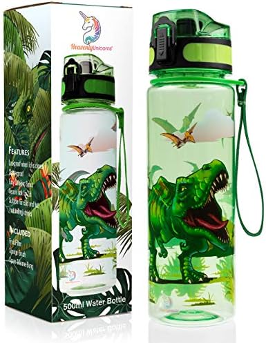 HeavenlyUnicorns Childrens Kids Water Drink Bottle, LEAKPROOF, SHATTERPROOF, BPA Free, for School, Work, Travel 500ML