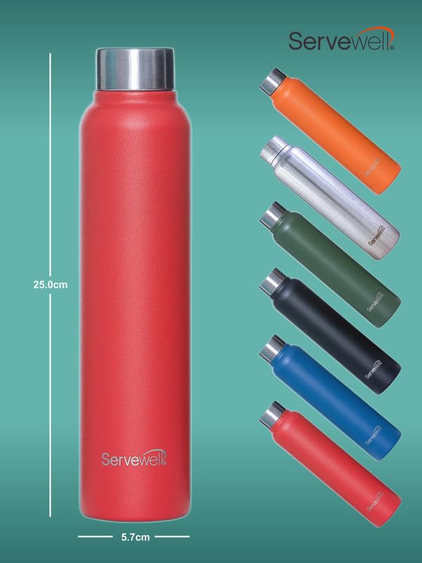 Image of Servewell 1 pc Sleek - SS Single Wall Bottle 600 ml - Fuji Red