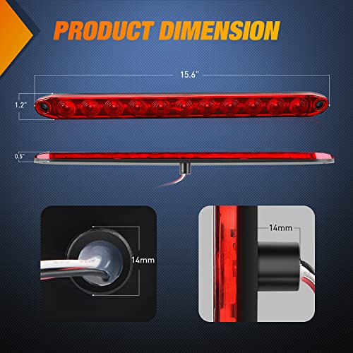 Image of Nilight LED Trailer Light Kit Red Amber Square Stop Turn Tail Marker Lights | W /Third Brake ID Bar For 12V Utility Boat Camper RV Trucks Marine Snowmobile