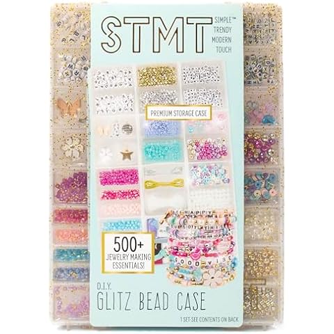 STMT D.I.Y. Glitz Bead Case, Includes Over 500 Jewelry Making Supplies, Including Cute Beads for Jewelry Making, Bracelet Charms, Storage Case, Friendship Bracelet Kit, Teen Girl Gifts Cover