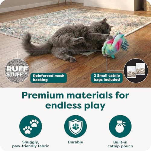 Image of Furhaven 2-Pack Cat Toys w / 2X Catnip Bags for Indoor Cats, Washable & Durable w /Refillable Catnip Pocket - Plush Sea Slug Cat Toy Set - Blue /Tie Dye, Set of 2