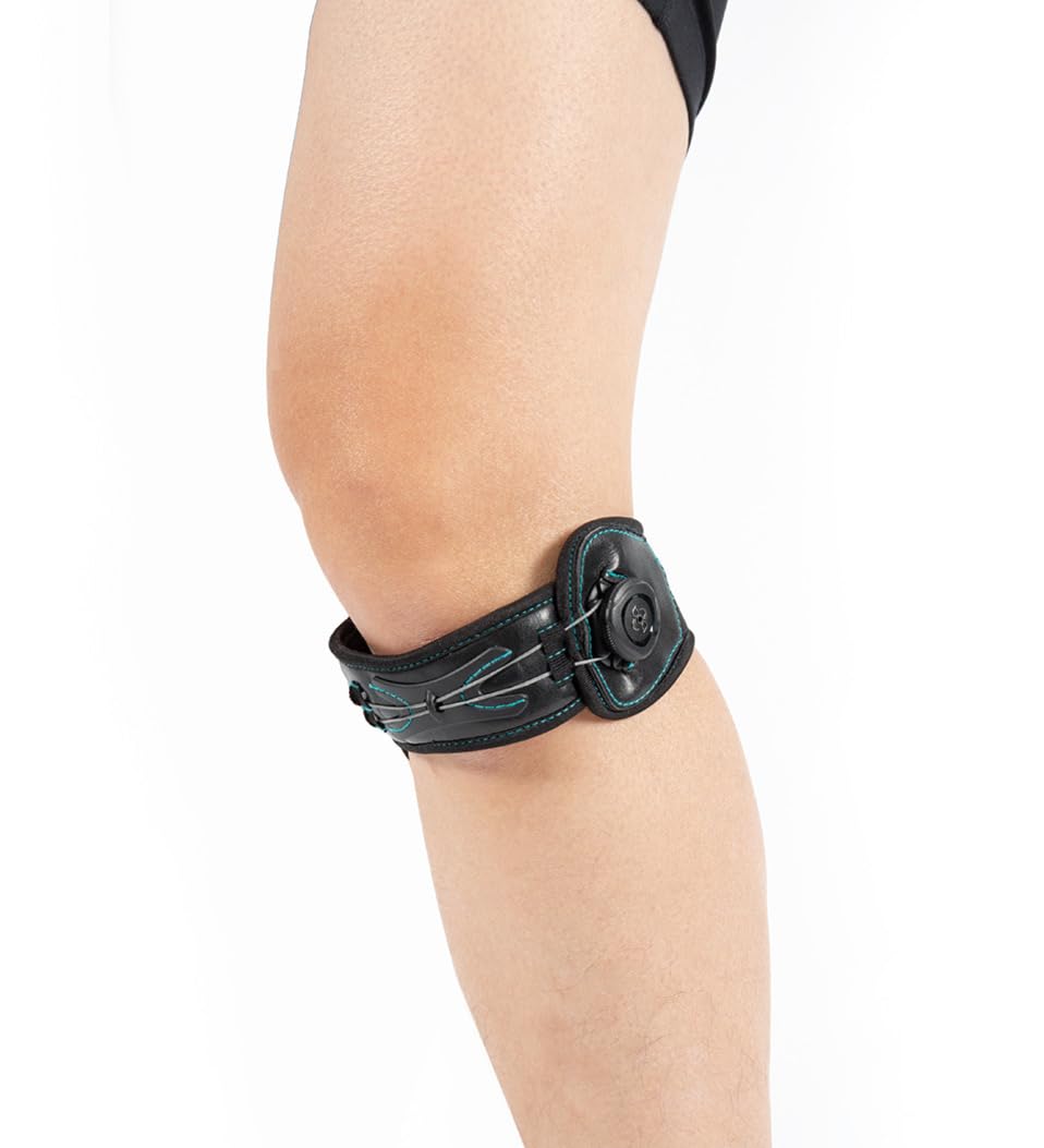 Q-Fit Patellar Strap | Adjustable Tendon Support for Jumper’s Knee, Osgood-Schlatter & Tendonitis | Dial Closure System | Pain Relief for Running, Training & Sports | Left or Right Leg | Small