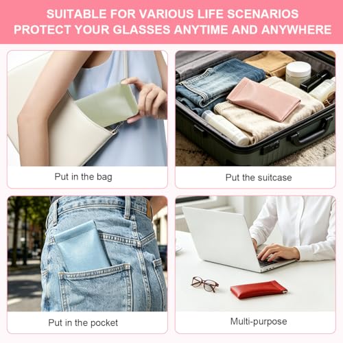 Image of soft glasses case leather sunglass cover squeeze top portable sunglasses case pouch glasses cover for women (5pcs)