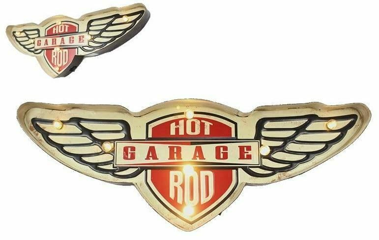 Targa da parete vintage in metallo 3D con logo a LED, per garage, moto, uomo