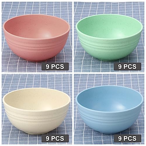 Nuanchu 36 Pcs Unbreakable Cereal Bowls 24 Oz Reusable Wheat Straw Bowls Lightweight Soup Bowls Set Microwave And Dishwasher Safe For Salad Rice Fruit Oatmeal Dessert Noodle Kids Adults #TOP2