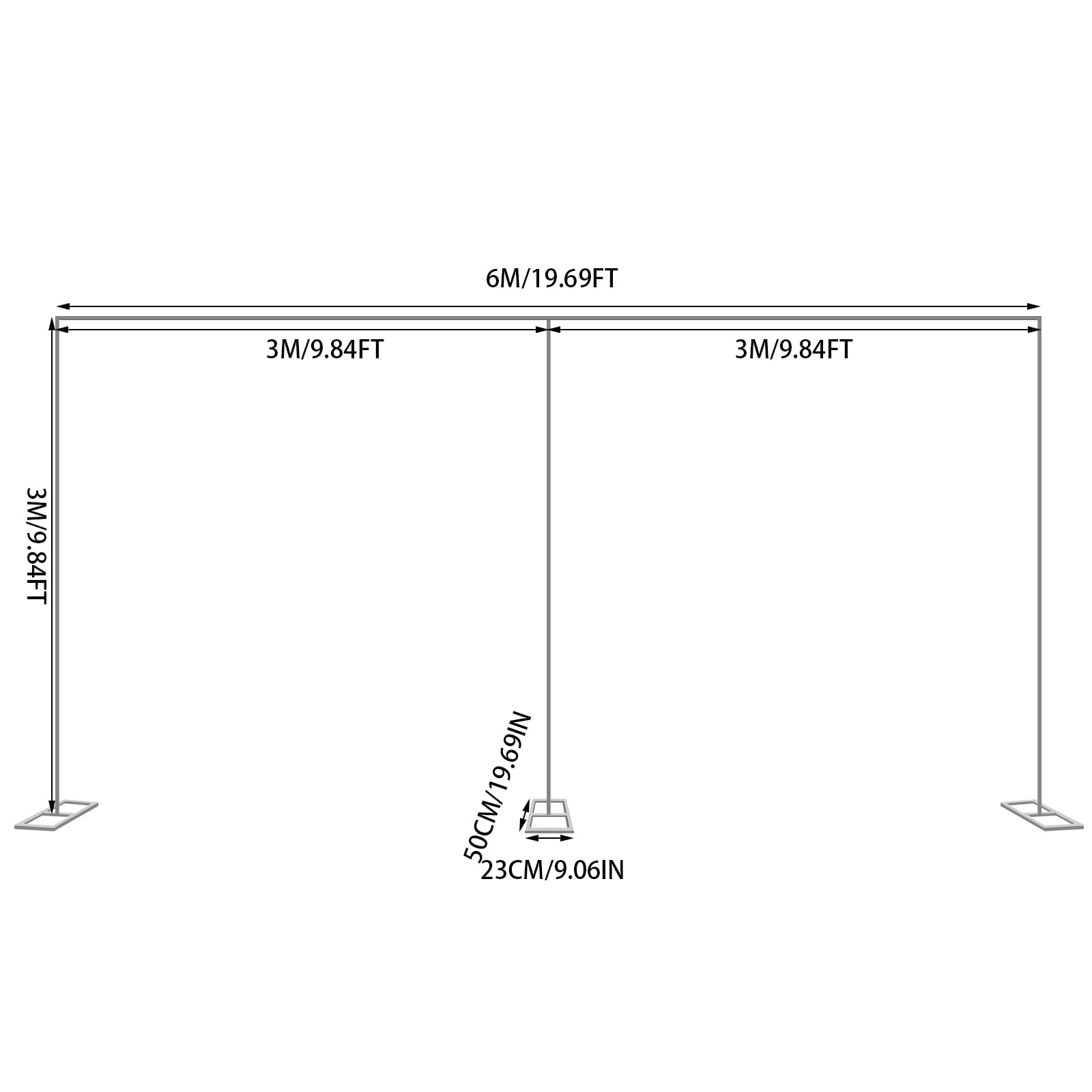 Hochzeit Bogen, 3m x 6m Hochzeitsbogen, Rechteckig Hochzeitshalterung, Verstellbares Wedding Backdrop Stage Stand für Hochzeiten, Geburtstagsfeiern, Weihnachtsfeiern