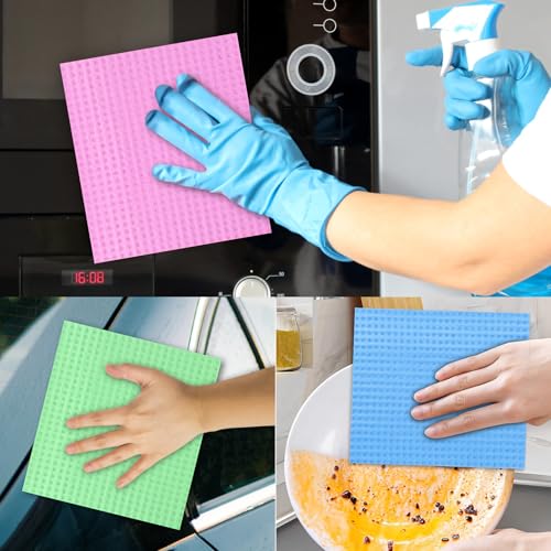 Anseom 10 Stück Wiederverwendbare Geschirrtücher, Saugfähige Schwammtuch für Küche, Waschbar Reinigungstuch, Schnell Schwammtuch für Küche und Haushalt