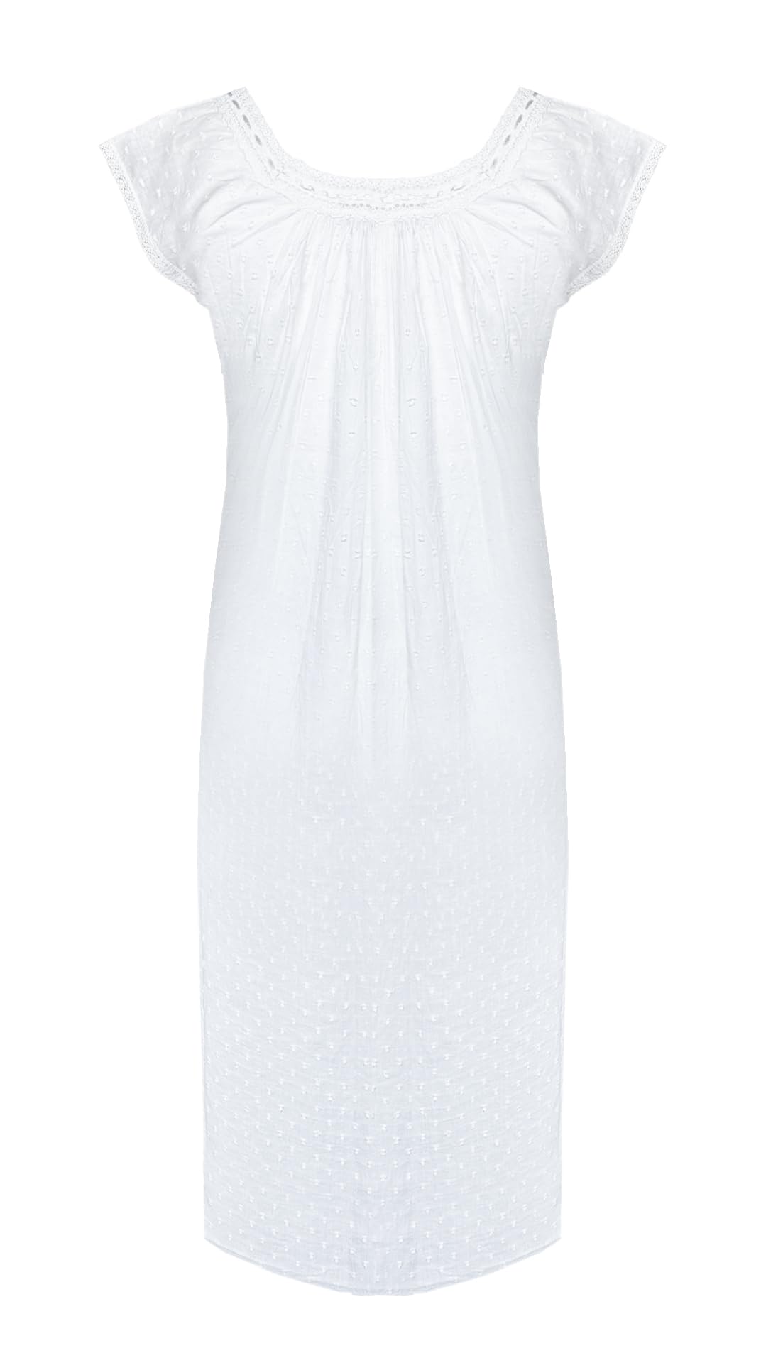 Chemise de nuit pour femme de style victorien 100 % coton léger bordé de dentelle pour femme