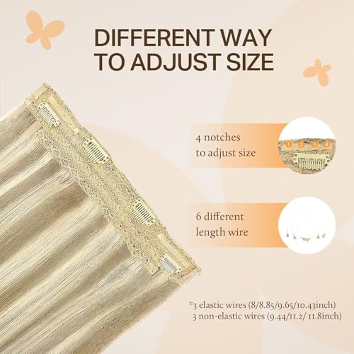 Image of DOORES Wire Hair Extensions, 18 Inch 95g Fish Line Weft Extensions and 2pcs 30g Clip ins Light Blonde Highlighted Golden Blonde, 100g Invisible Seamless Wire Real Human Hairpiece