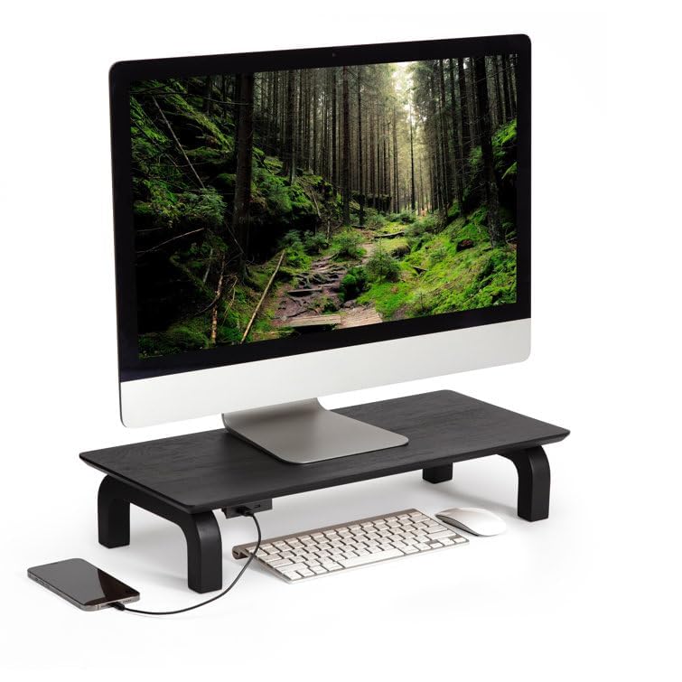 Image of Genuine Decor Solid Sheesham Wood Monitor Stand with Storage Organizer for Desk, Tables, Office, Home, Studio, Study Table | Desktop Ergonomic Monitor Stand Riser