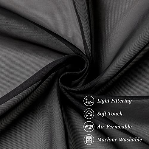 Image of Chyhomenyc 2 Panels Extra Long Sheer Window Curtains 120 Inches Length, Elegant Window Voile Panels /Drapes /Scarf /Treatment /Backdrop for Living Room Wedding Party Home Decor (42W x 120L inches, Black)