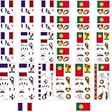 Lot de 32 (2 Pays) Tatouages Temporaires Coupe du Monde 2026, Etanche Tatouage Ephémère pour Adulte, pour Matchs de Football et Coupe du Monde Party Décoration