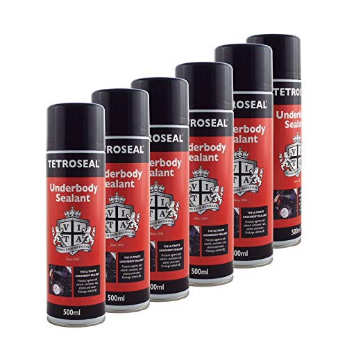 Tetroseal Aerosol Underbody Sealant x6 Car Underseal Spray 500ml Seal Protection Spray Simple black finish with a long lasting protective coating