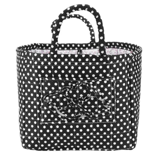 Image of Quilted Fabric Basket Foldable Car Storage Boho Floral Laundry Basket Hamper for Nursery Bedroom & Living Room | Organize Clothes Toys (Polka Dot)
