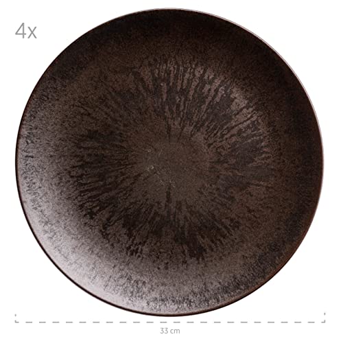 Set de 4 platos grandes redondos de cerámica bronze miniatura 3