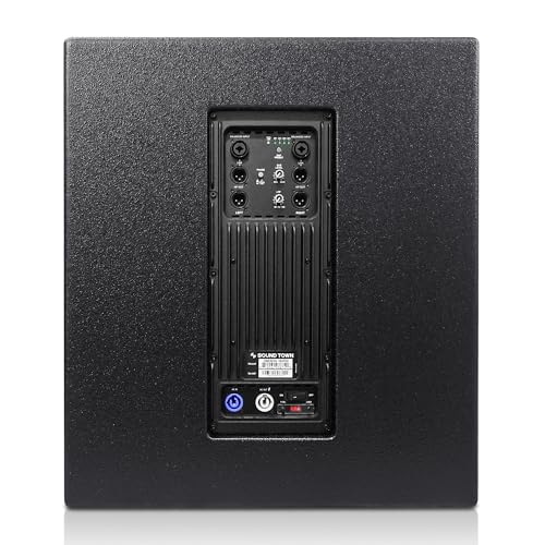 Image of Sound Town Oberon Series 18 inch 1600W Powered PA /DJ Subwoofer with Class-D Amplifier, LPF and Selectable DSP Output Modes, 4 inch Voice Coil, 100 oz Magnet, Birch Plywood, Black (OBERON-18SPW)