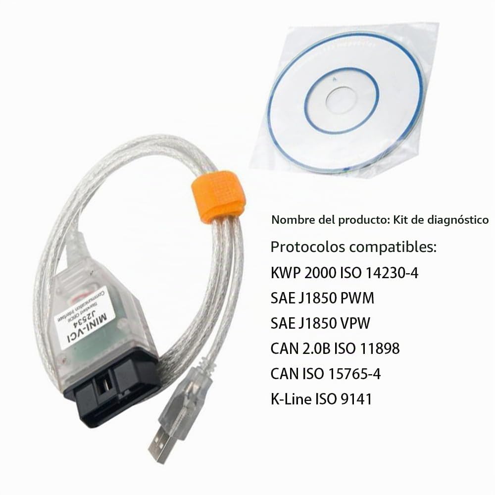 Herramienta de análisis de diagnóstico OBD2, Cable Lector de código Mini VCI J2534 Riloer 1.5M para Software Techstream Incluye Lector OBD v13.00.022-b