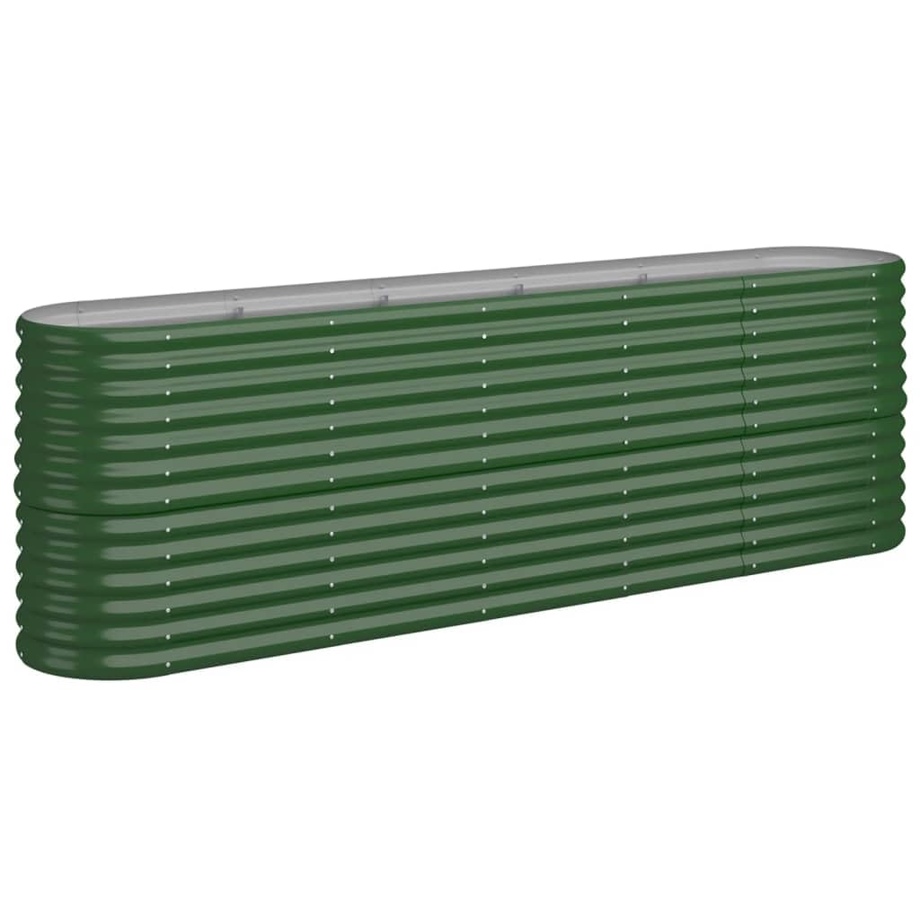 Vidaxl Green Garden Raised Bed: Durable Outdoor Powder-Coated Steel Planter, Rust &, Oval Shaped, Spacious For Planting Vegetables, Herbs, And Flowers