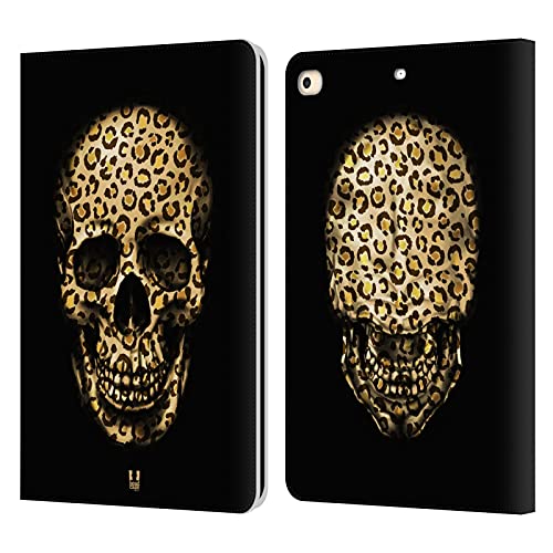 Housse cuir Léopard Crânes avec support et fentes cartes pour iPad 9.7 2017 2018