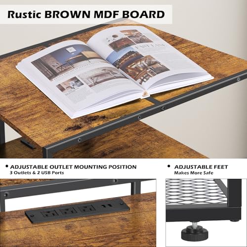 4-Tier AV Media Stand with Adjustable Outlets, Media Console, Audio Rack Tower Stereo Stands for Record Player, Living Room, Gaming Room, Office Room, and Music Studio, Rustic Brown - Image 6