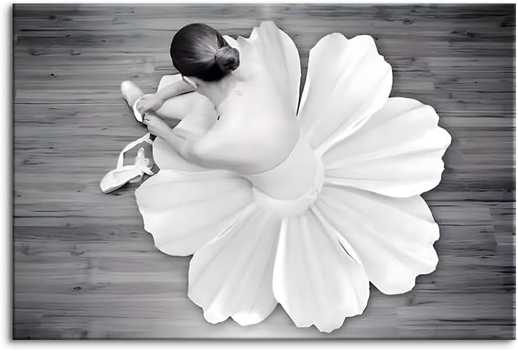 ダンサー ウォールアート キャンバス - ブラック&amp;ホワイト バレリーナ アートパネル 木枠付き 画像 印刷&zwnj; (70x10