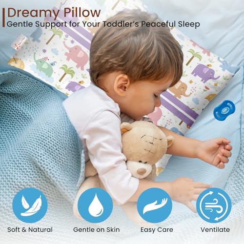 Image of Personalised Premium Baby Pillow - Super Soft Cotton Cushion for Kids (1 Month-5 Years), Cute Cartoon & Animal Prints, Neck Support, Head Shaping Pillow for Baby Sleep & Bedtime Comfort