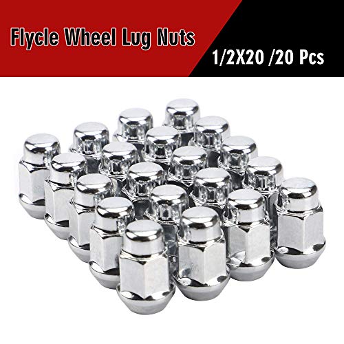 Image of 20PCS Chrome Bulge Acorn Lug Nuts, 1.4 inch, 1 /2-20 | Closed End, Cone Seat, 19mm Hex Wheel, For Bronco Cherokee Liberty Mustang Ranger Explorer YJ TJ KJ KK ZJ WJ WK XK MJ XJ
