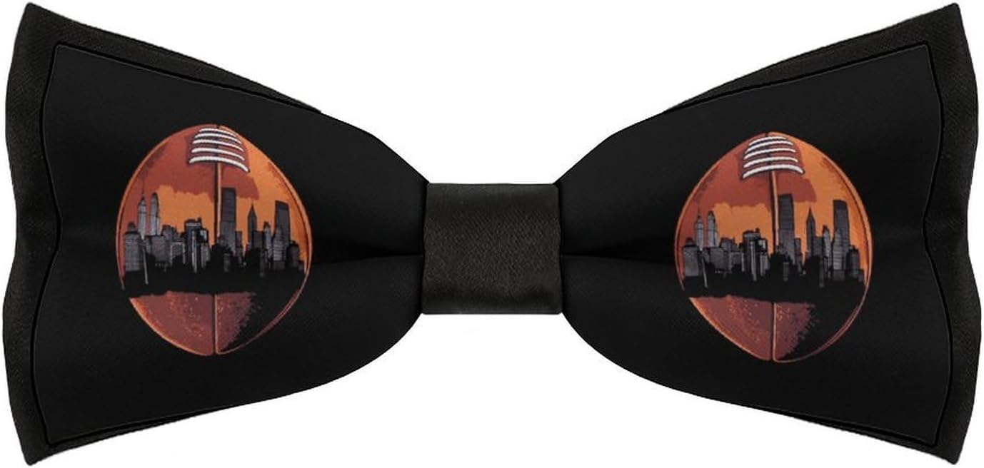 Football City Skyline Bow Ties for Men Fun Printed Pre Tied Adjustable Bowtie for Party Wedding