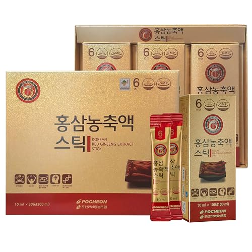 Pocheon Korean Red Ginseng Extract, 30% Ginseng Extract, Single Serving Packs - 30 Sticks (10ml x 30), Natural Immune Support, Available as Tea
