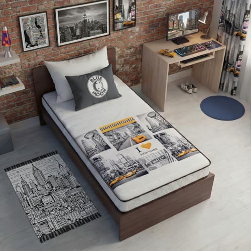 BLUE MOON Matelas Mousse New York 90x190. Mousse profilée 5 Zones de Confort. Épaisseur 15cm – Fabriqué en Belgique