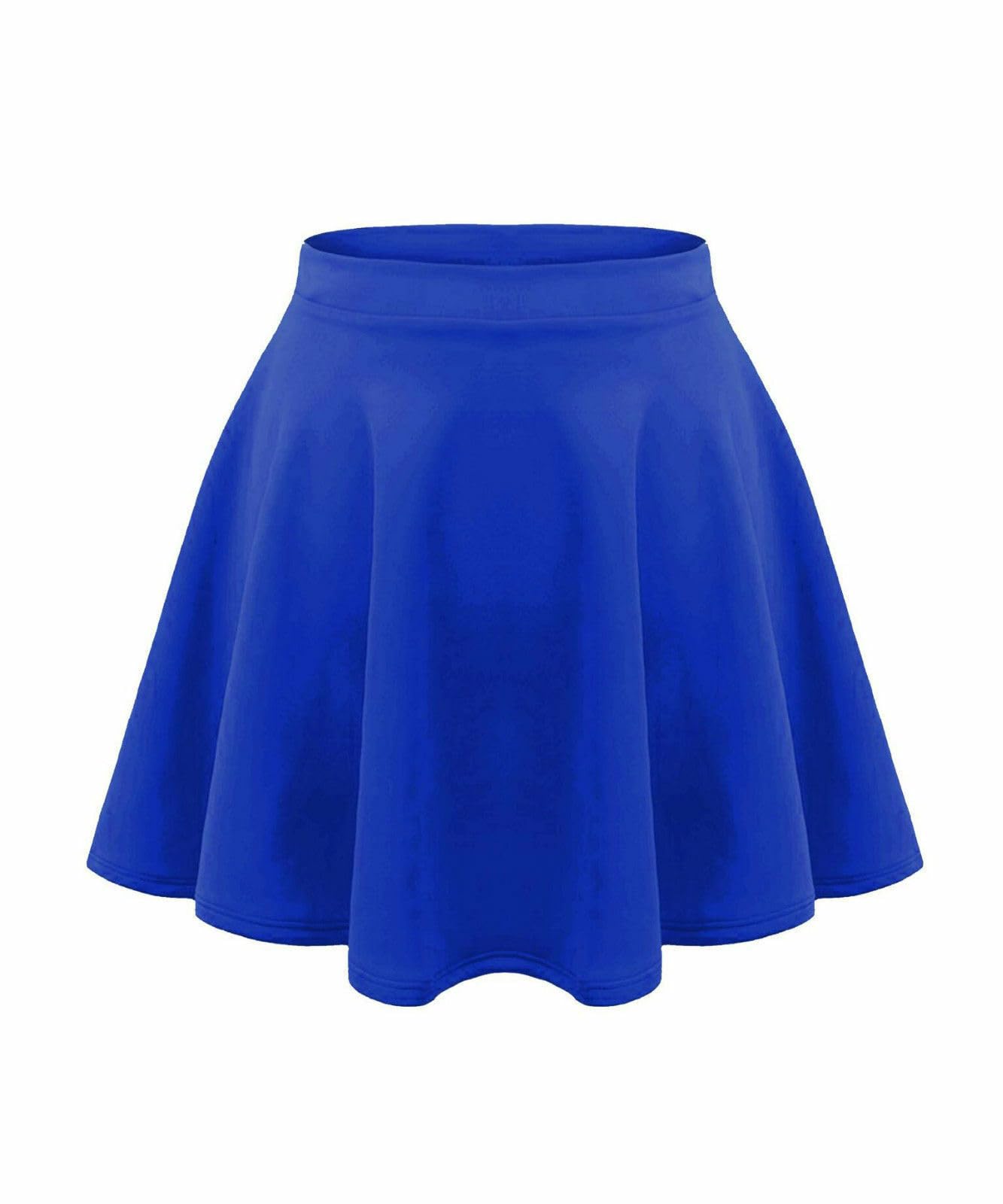 Girls Royal Blue Kids Children High Waisted Stretch Plain Flippy Flared Short Skater Skirts (5/6, )