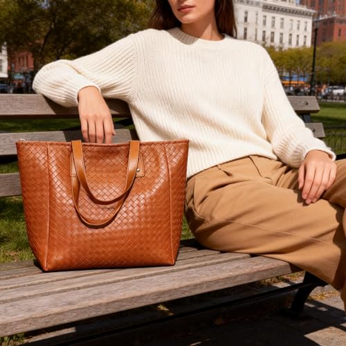 Bolso tote para mujer de cuero PU vegano tejido miniatura 2