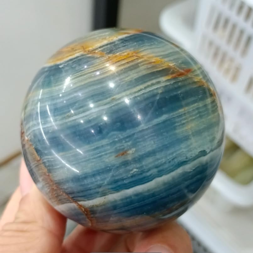 Natürliche Blaue Kugel Quarz Kristall Kugel Erz Probe Home Office Dekoration Meditation Edelstein,200-300g