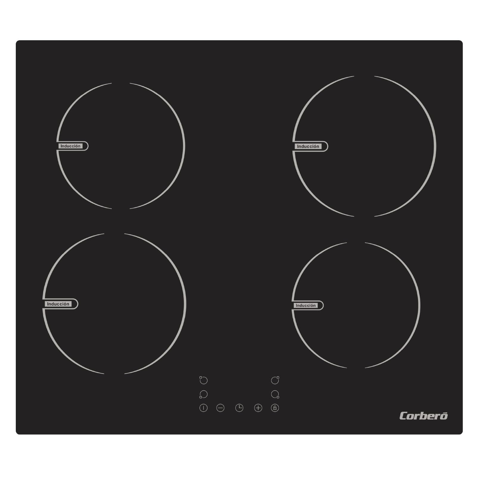 Corberó - Placa de Inducción 60cm | CCIG48BF | 6800 W | 4 Zonas | Control Táctil | Temporizador 99 Min | 9 Niveles Potencia | Booster | Bloqueo Infantil | Negro