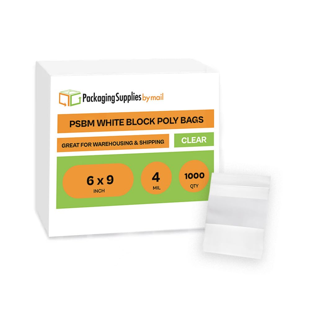 Plastic Bag, Resealable White Block Bags, Clear, 6 x 9 Inch, 4 Mil, 1000 Pack