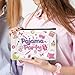 Papiailove 12 Pcs Sleepover Party Supplies for Girls, Includes 4 Pink Plush Eye Masks, 4 Hair Bands and 4 Double-Sided Printed Makeup Bags Slumber Party Supplies Spa Birthday Party Favors