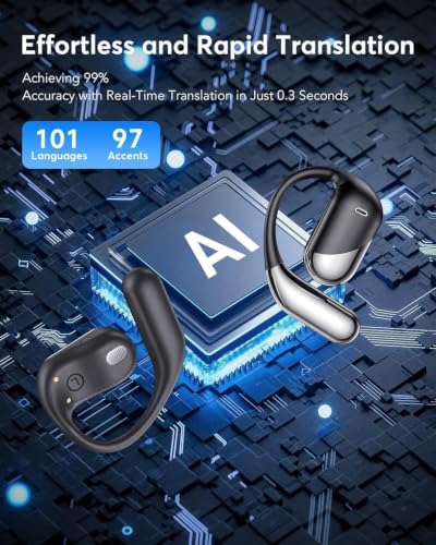 Image of AI Translation Earbuds Real Time - 198 Languages Translator 60H Playtime | Audifonos Traductores Ingles Espanol, Bluetooth 6.1 Translating Headphones with Charging Case for Travel Meeting Learning
