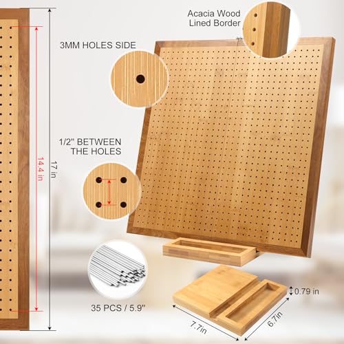 17.0" Foldable Crochet Blocking Board with 35 Stainless Steel Pegs - Upgrade Large Blocking Boards for Crochet Projects, Bamboo Granny Square Crocheting Accessories Gifts for Crocheters by NewEle - Image 2