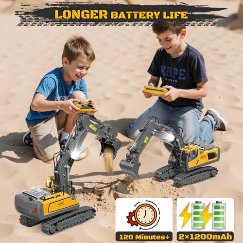 image for BEWEAI Remote Control Excavator Toy RC Play Excavator Construction Veh