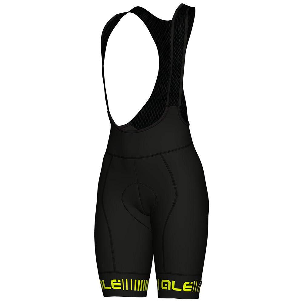 Alé Cycling Women's PR.R Strada Bib Shorts, Black/Fluo Yellow, XL