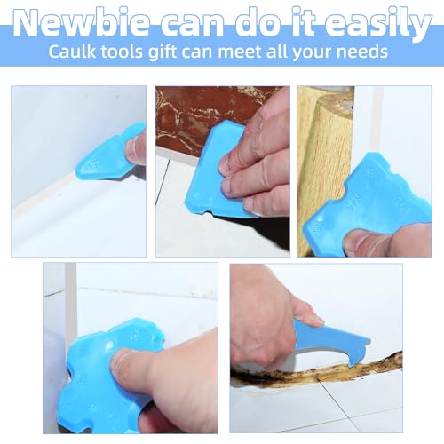 Leikius Caulk Gun for Kitchen Bathroom - Dripless Function, Easy Use, with 5PC Caulking Finishing Tools and 2PC Nozzle, DIY Manual Applicator, Smooth Rod, Ergonomic Handle, Blue Sealant Dispenser by Leikius - Used condition - Image 5