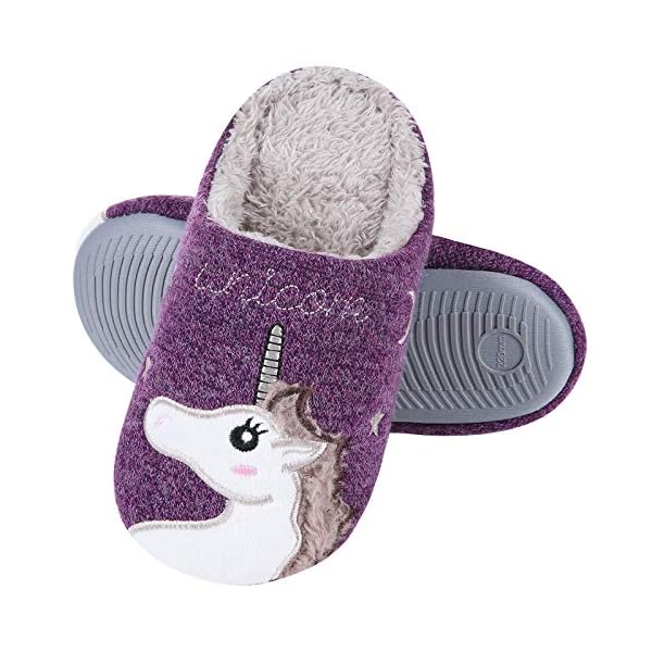 Beslip Girl's Cute Unicorn House Slippers Memory Foam Indoor Slippers Comfy Fuzzy Knitted Slip On Slippers with Anti…
