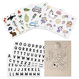 bumpli® Sticker für Kinder mit verschiedenen Motiven - 6 Stickerbögen mit kinderfreundlichen Aufklebern - Kinder Sticker für die Trinkflasche & Brotdose - Namensaufkleber Kinder spülmaschinenfest