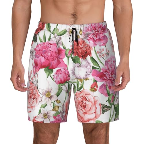 Maillot de bain pour homme avec doublure de compression imprimé pivoine short de plage