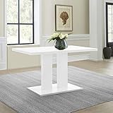 Armen Living Amanda Modern White Dining Table with Chrome Finish, 53' x 34' x 31'