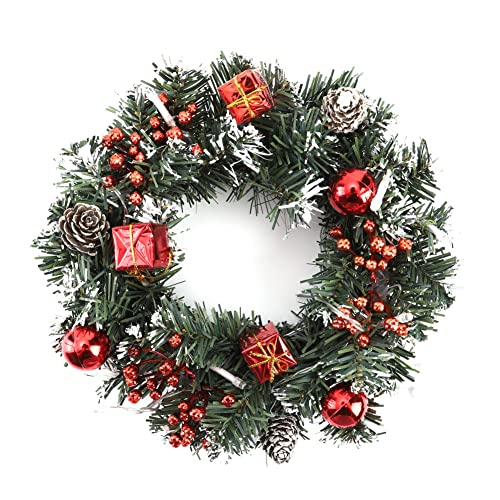 Urmagic Christmas Wreath With Led Lights,10 Inch Christmas Decoration,Battery Powered Xmas Door Wreath With Pine Cones,Red Berries And Gift Box,Christmas Party Decoration For Window Door Fireplace #TOP6