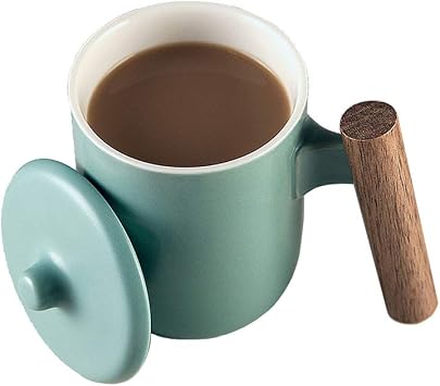 Maya Star Tea Cup with Lid and Ceramic Water Filter, Ceramic Filtered Tea Separation Cup, Office Cup Drinking Tea Cup #01