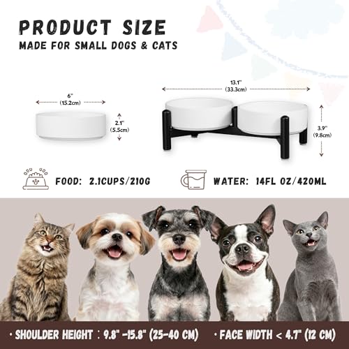 Raised Ceramic Dog Bowl Set with Stand, 2.1 Cups Elevated Dog Food Stand by PTOBER - Used condition - Image 2