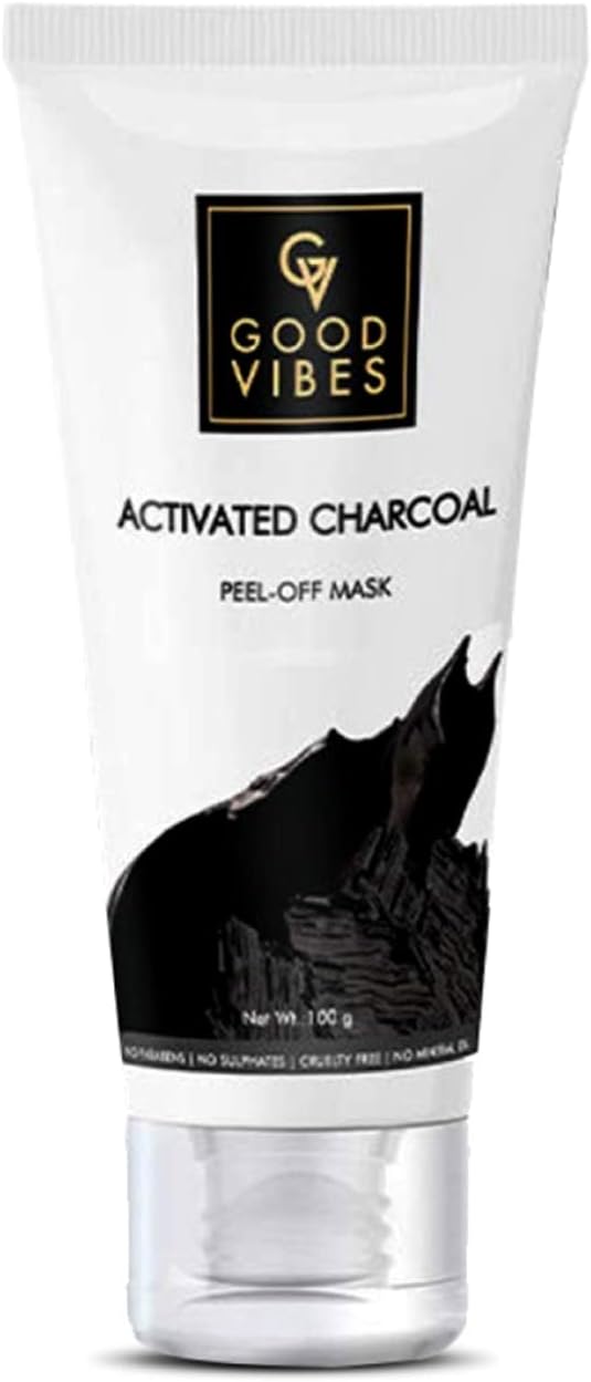 Good Vibes Activated Charcoal Peel Off Mask For Women & Men, 100 g Blackhead Removal Deep Pore Cleansing Anti Acne Face Mask For All Skin Types, Controls Excess Sebum, No Parabens & Mineral Oils