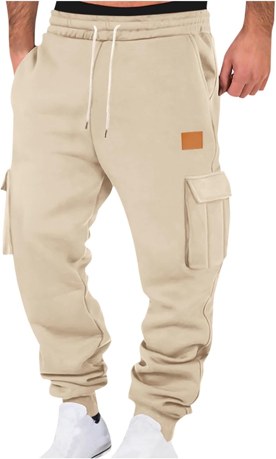 Baggy Cargo Sweatpants for Men Drawstring Waist Joggers Sweat Pants Soft Athletic Workout Track Trousers with Pockets